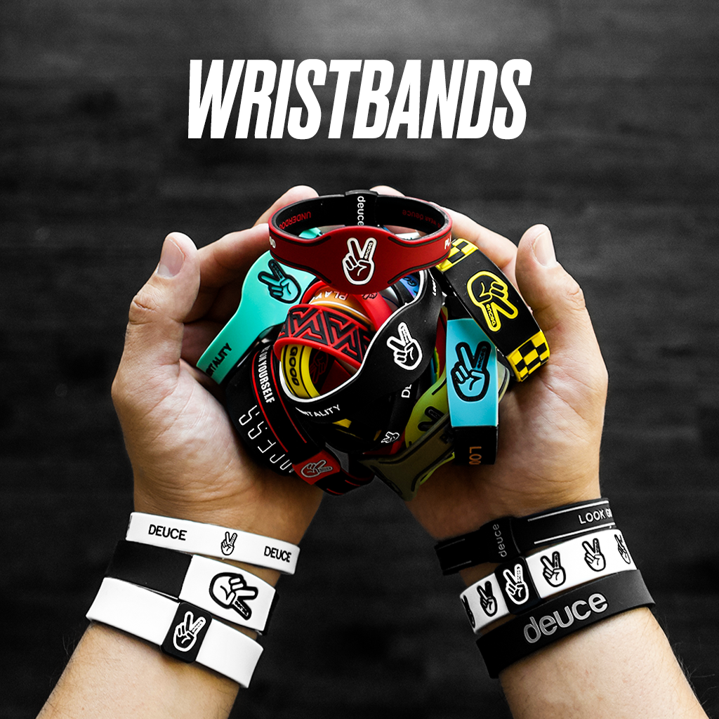 Deuce Brand basketball wristbands including motivation wristbands, baller bands, and Premium NBA basketball wristbands