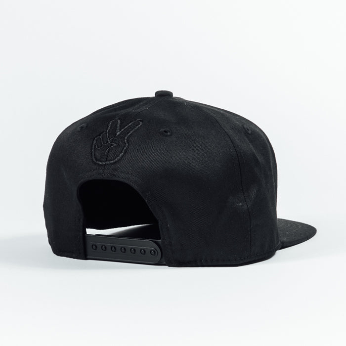 Deuce Brand snap back black hat with black thread.  Stealth