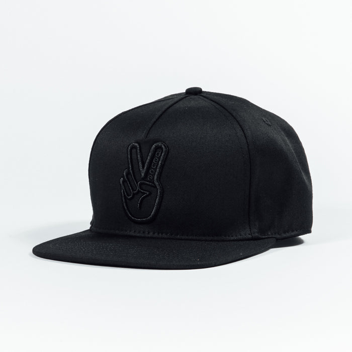 Deuce Brand Peace Logo Black on black snapback hat